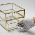 Glass Jewelry Organizer Box with Drawers, Brass Glass Display Case, Luxury Makeup Organizer, Gold Vanity Storage Box, Handmade Glass Box