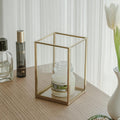 Candle Holder Glass Brass Gold Wedding Decor 4x4x6" Christmas Gift