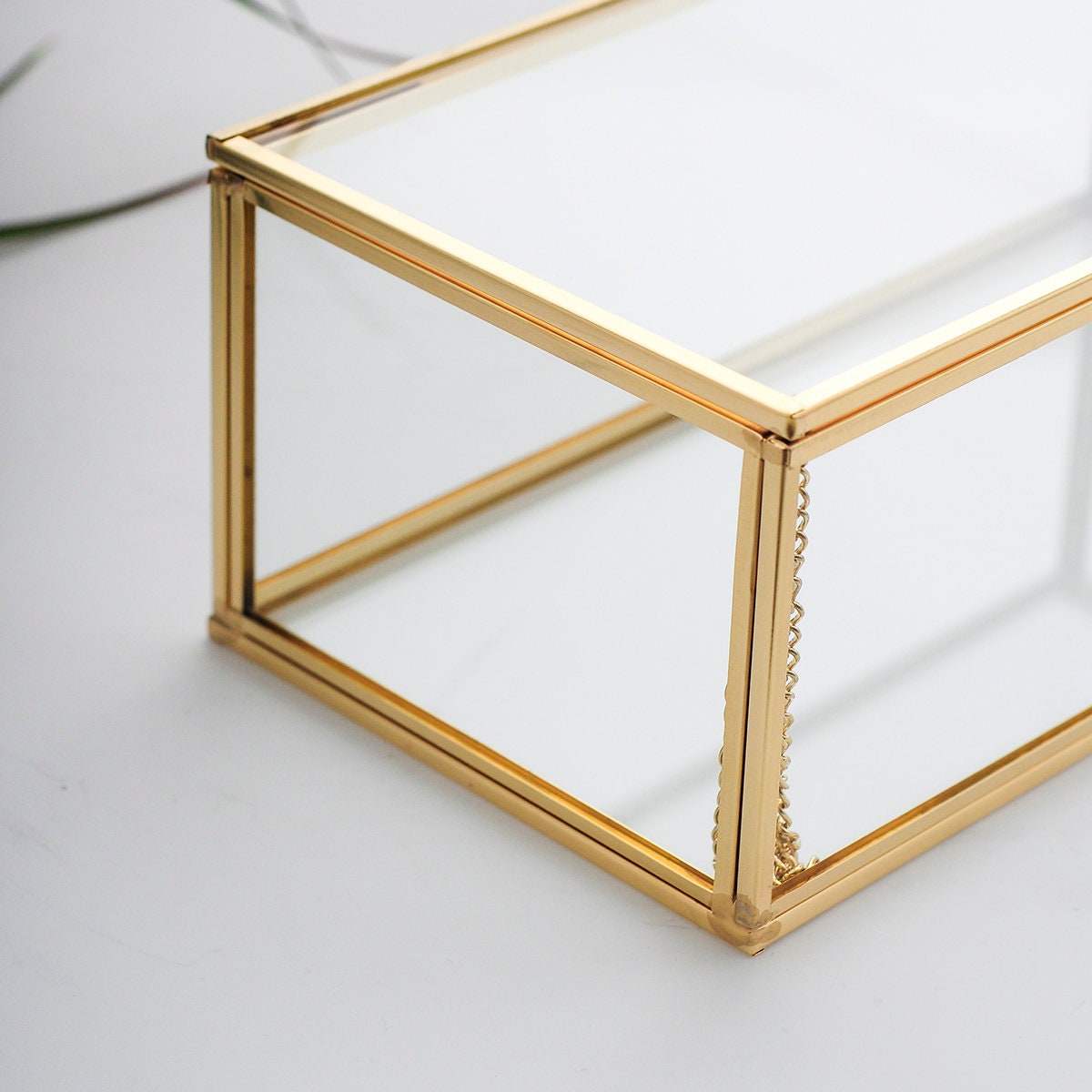 9x5x3" Display Case Glass Photo Box Brass Gold Card Customizable Personalizable Jewelry Wedding Bouquet Keepsake Organizer Christmas Gift