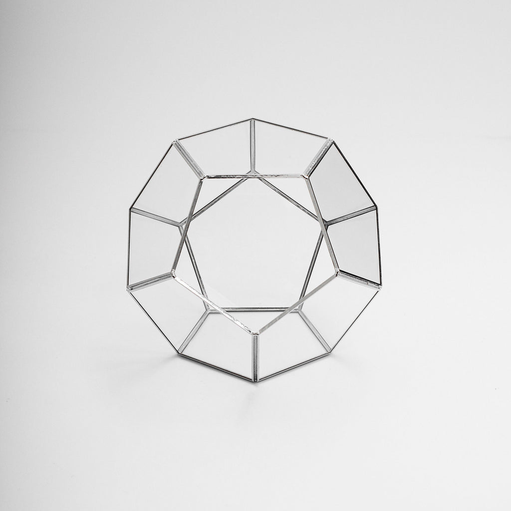 8.5x8.5x7" Silver Terrarium Containers Geometric Glass Large For Plants Door Garden Succulents Wedding Decor Christmas Gift El Crea Designs