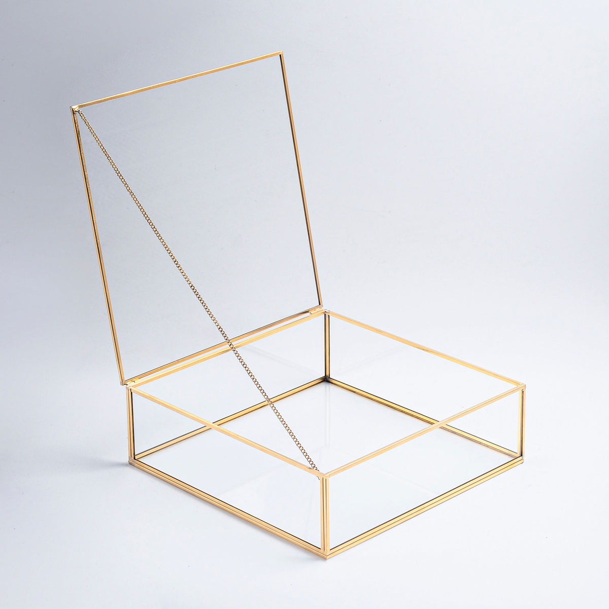 12x12x3" Display Case Glass Photo Box Brass Gold Card Customizable Personalizable Jewelry Wedding Bouquet Keepsake Organizer Christmas Gift