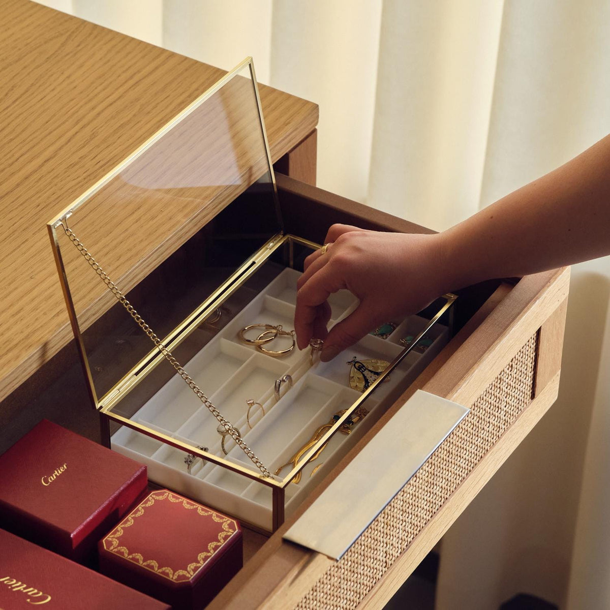 10x6x2" Display Case Glass Brass Gold Customizable Personalizable Jewelry Organizer 3D print