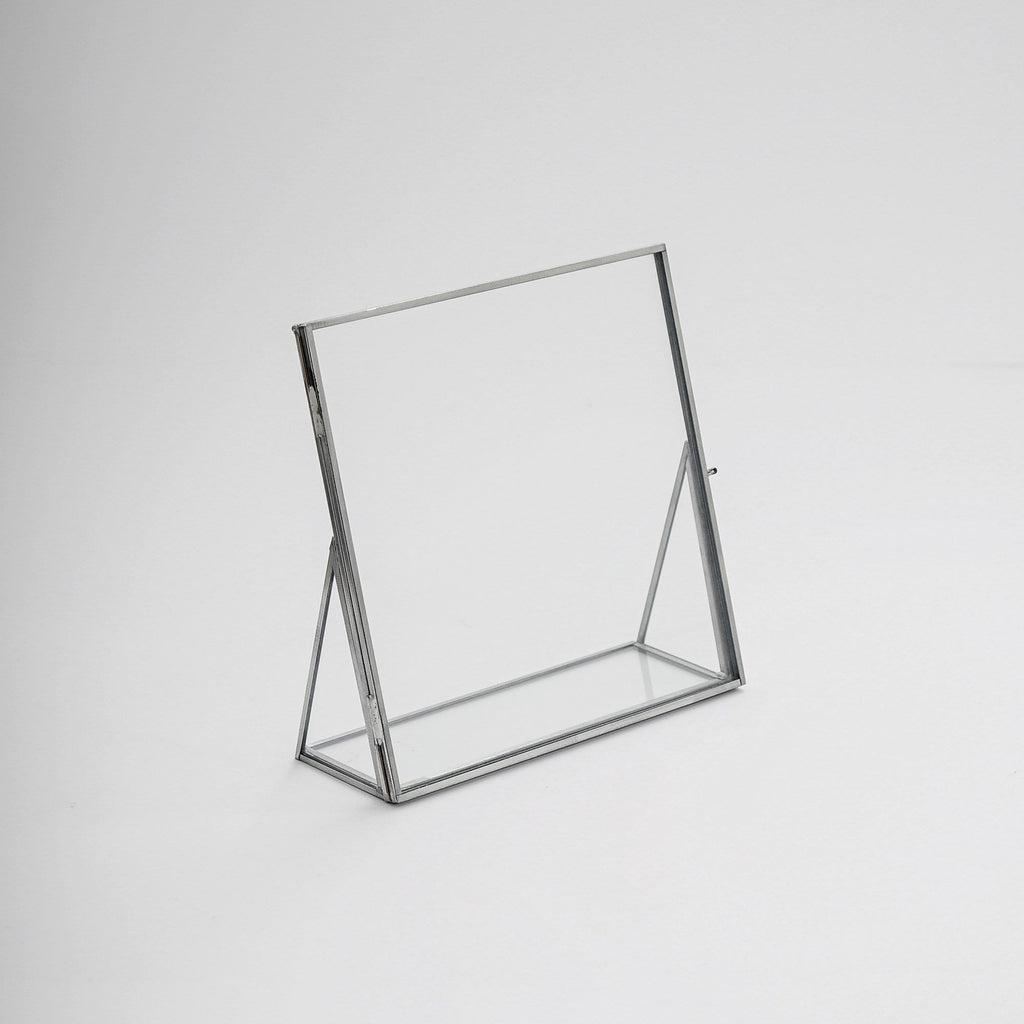 8x8" Floating Glass Frame Silver Desktop Photo Picture Double Tabletop Bilderrahmen Vertical Pretty Perfect For Pressed Flower Arrangement