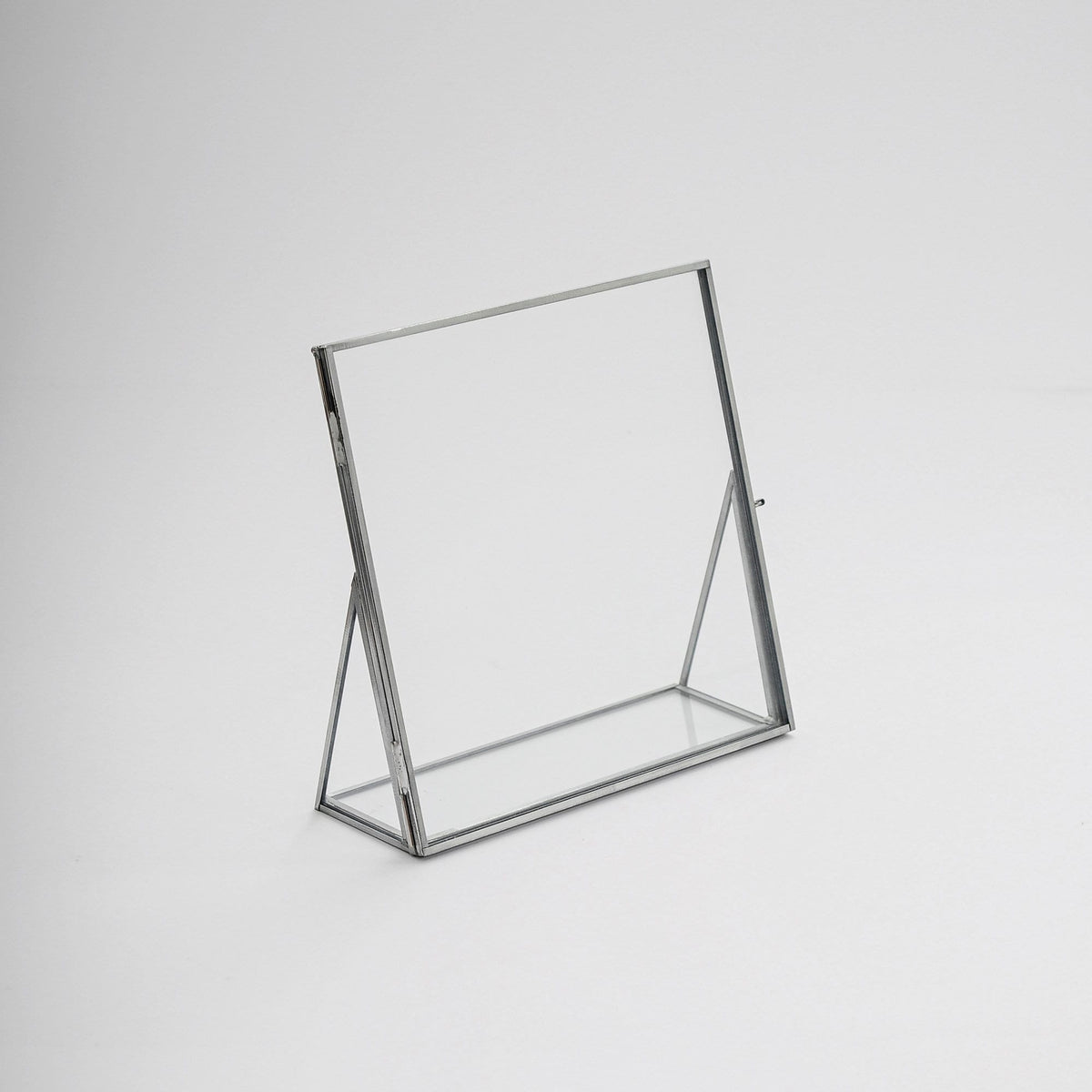 8x8" Floating Glass Frame Silver Desktop Photo Picture Double Tabletop Bilderrahmen Vertical Pretty Perfect For Pressed Flower Arrangement