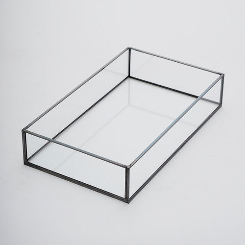 10x6x2” Wedding Tray Makeup Organizer Glass Black