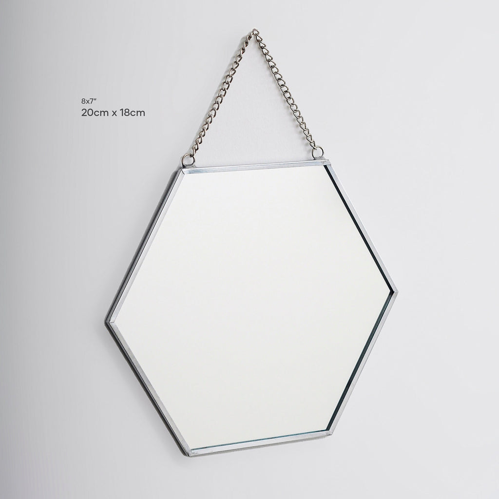 8x7" Silver Mirror Wall Hanging Bathroom Bohemian Decoration Nordic Style Makeup Gold With Decorative Wall Hanger