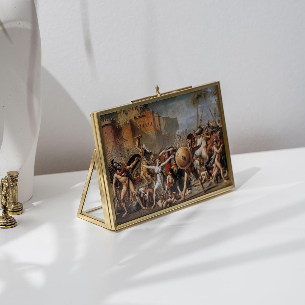 Picture Photo Desktop Tabletop Floating Frame | Desktop | Horizontal | Glass | 6x4 inch | Brass | Gold