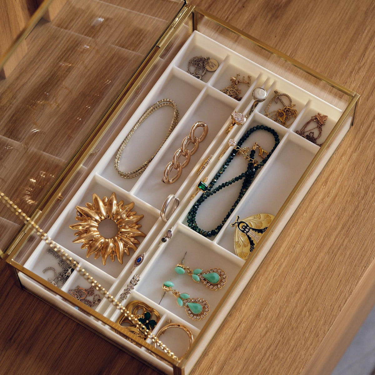 10x6x2" Display Case Glass Brass Gold Customizable Personalizable Jewelry Organizer 3D print