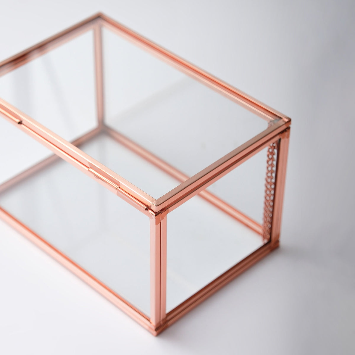 Ring Jewelry Accessories Box Glass Cooper Rose Gold 6x4x3"