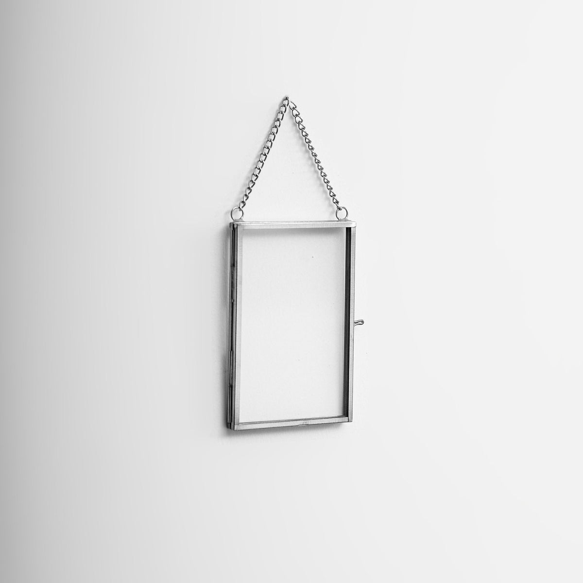 5x3" Floating Glass Frame Silver Wall Hanging Photo Picture Double Bilderrahmen Vertical Pretty Perfect For Pressed Flower Arrangement