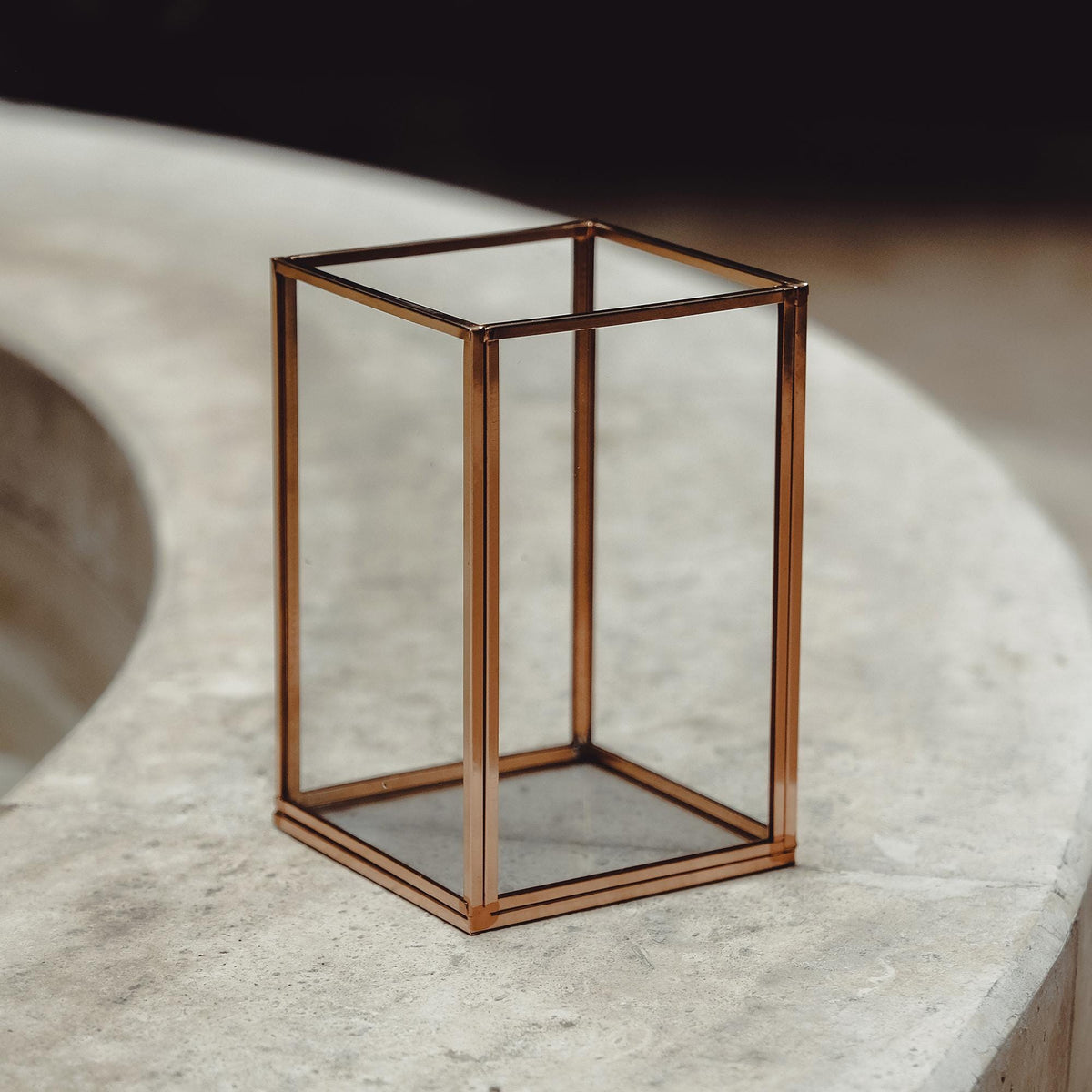 Candle Holder Glass Copper Rose Wedding Decor Home 4x4x6"