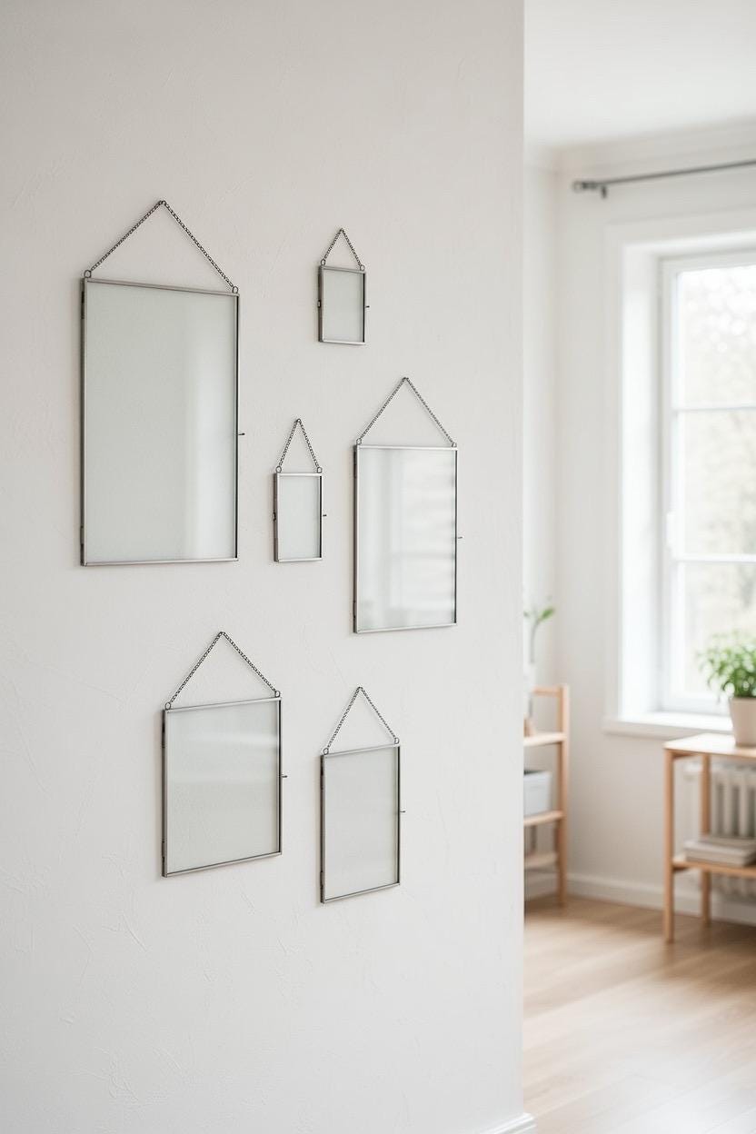 6 Pc Floating Glass Frame Silver Wall Hanging Photo Picture Double Bilderrahmen Vertical Pretty Perfect For Pressed Flower Arrangement