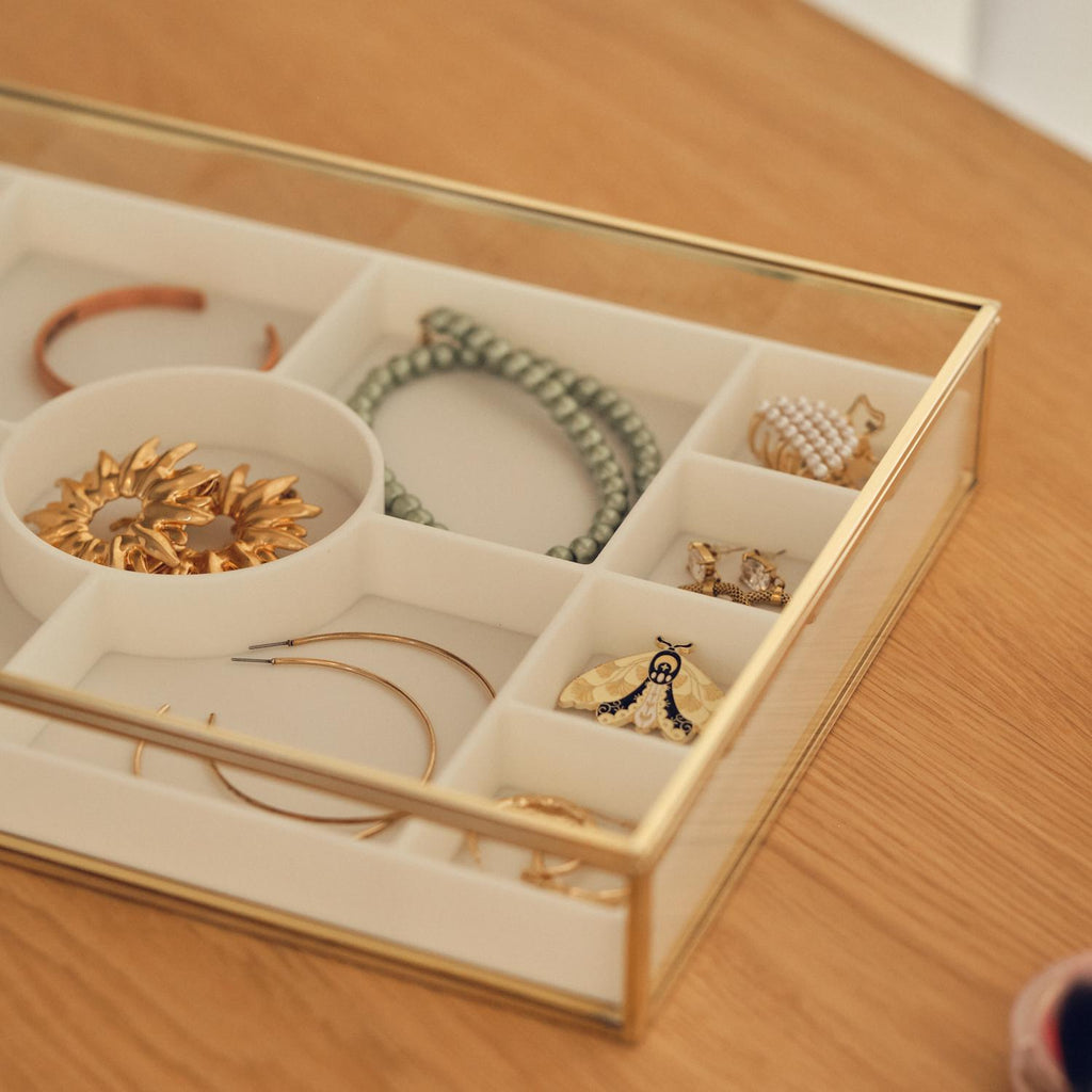 JEWELRY DISPLAY SHOWCASE Box – Unique Handmade Brass Display Case - Minimalist 3D Print Jewelry Organizer Or Box For Gift