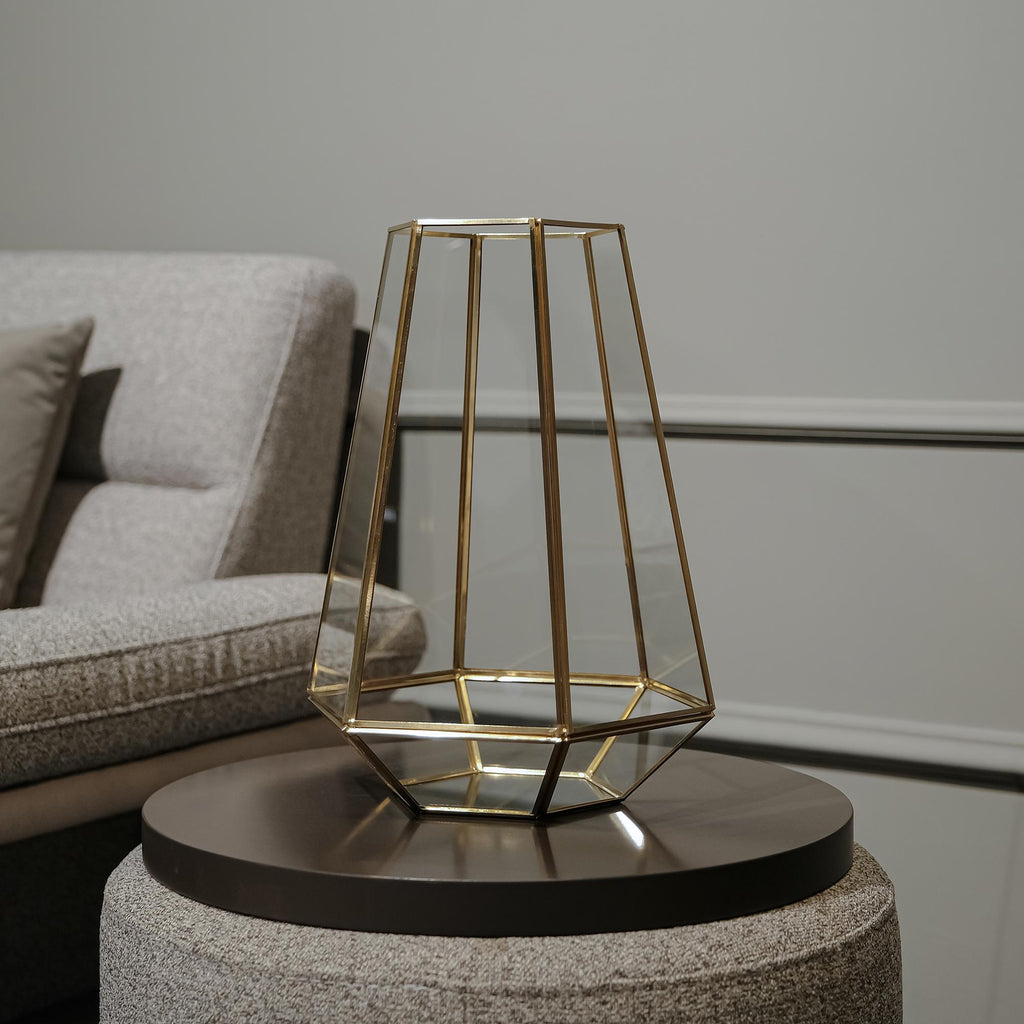 Vase Terrarium Geometric Wedding Containers Brass Gold Glass 13x10x10"