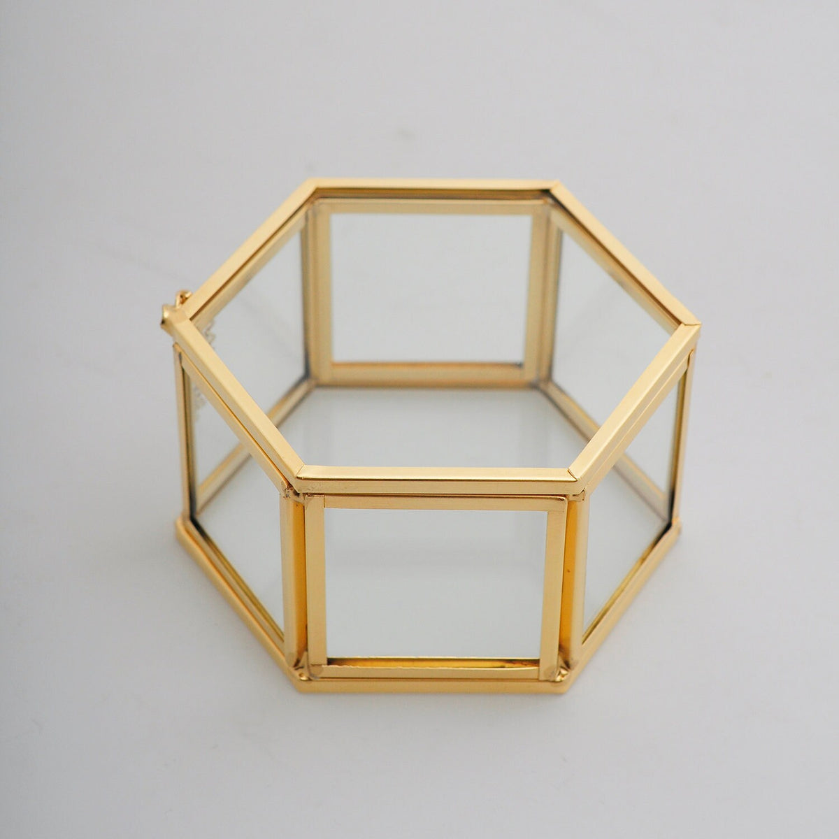 Ring Jewelry Accessories Box Glass Brass Gold 5x4x2" Christmas Gift