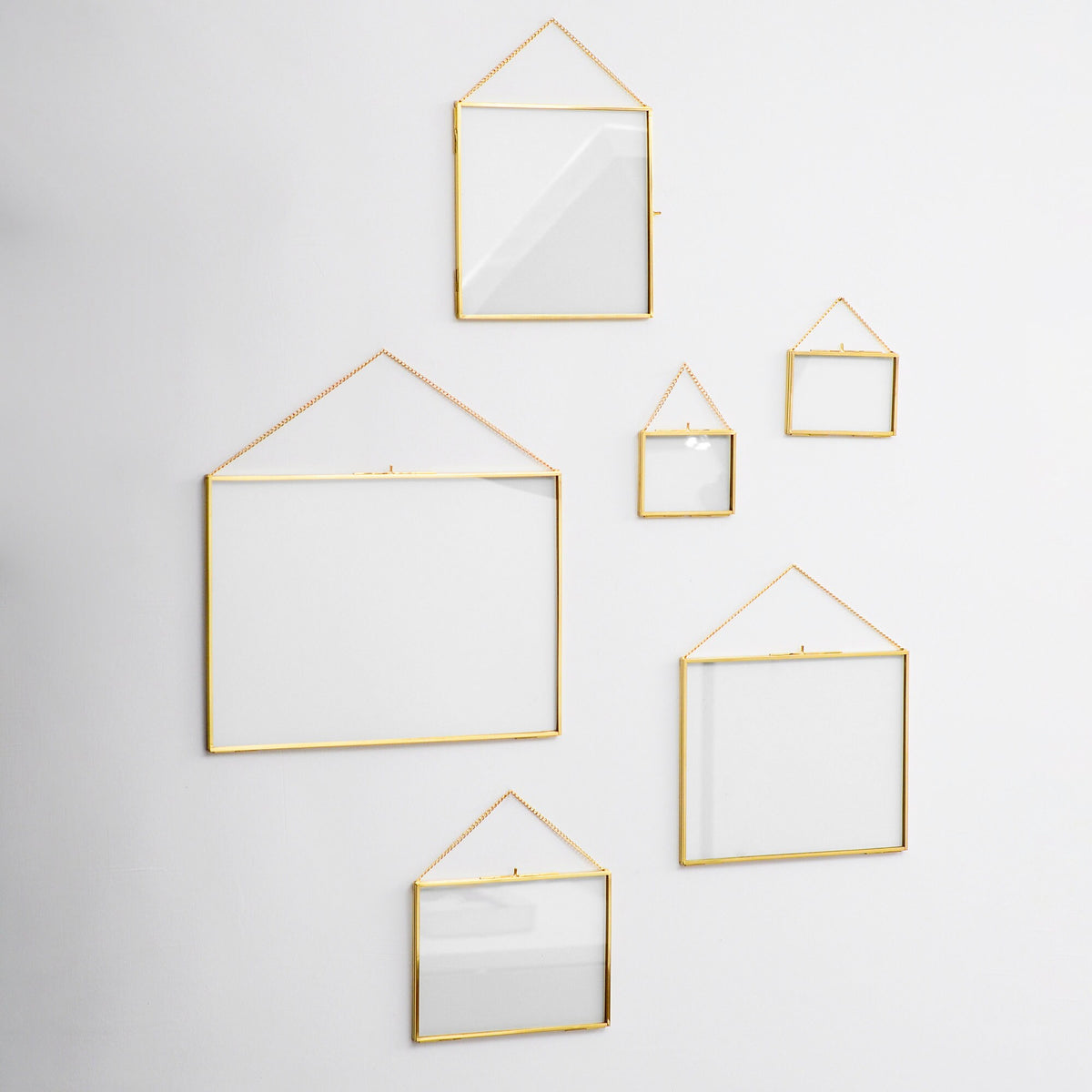 6 PcFloating Glass Frame Brass Gold Wall Hanging Photo Picture Double Bilderrahmen Horizontal Pretty Perfect For Pressed Flower Arrangement