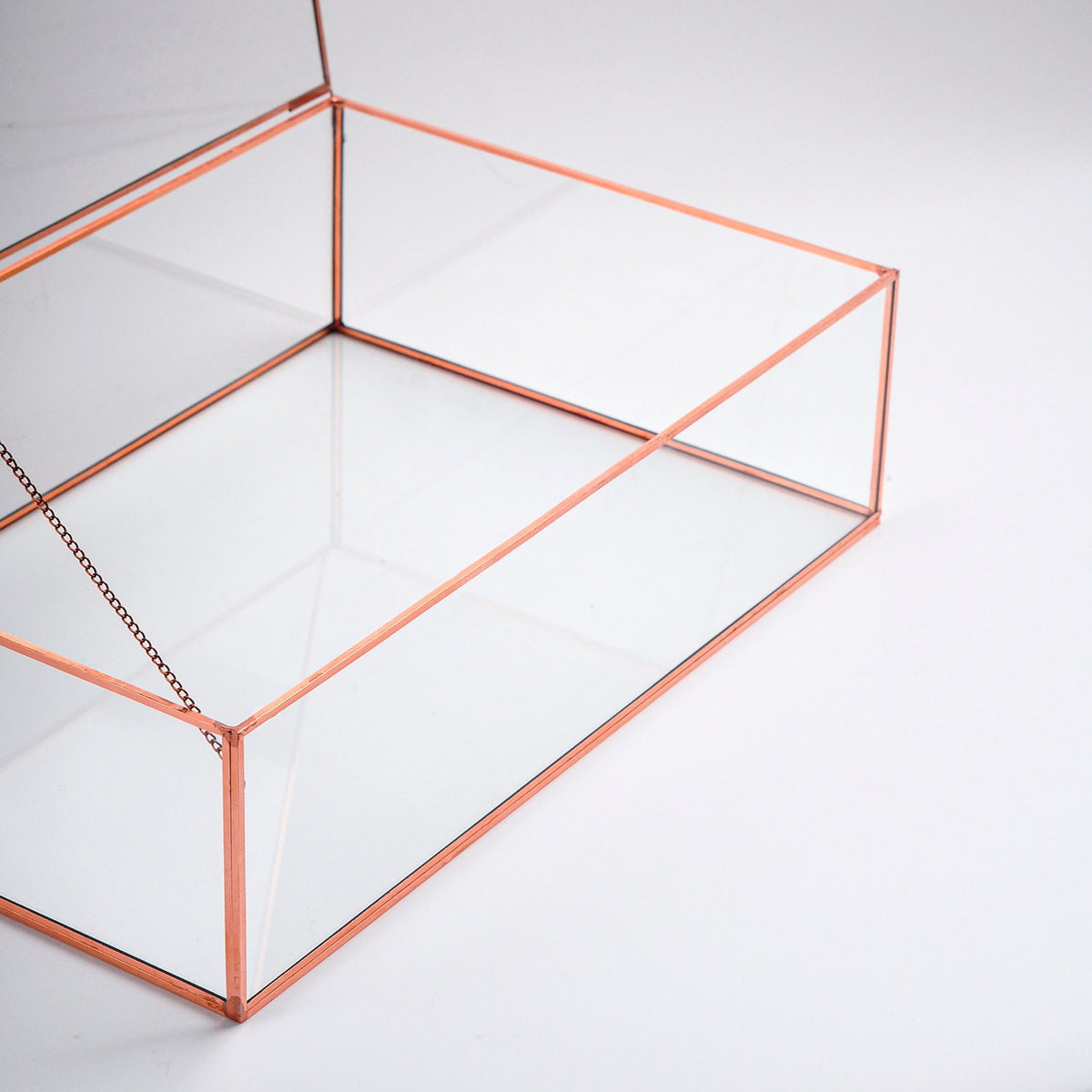 12x8x3" Display Case Glass Photo Box Copper Rose Card Customizable Personalizable Jewelry Wedding Bouquet Keepsake Organizer Christmas Gift