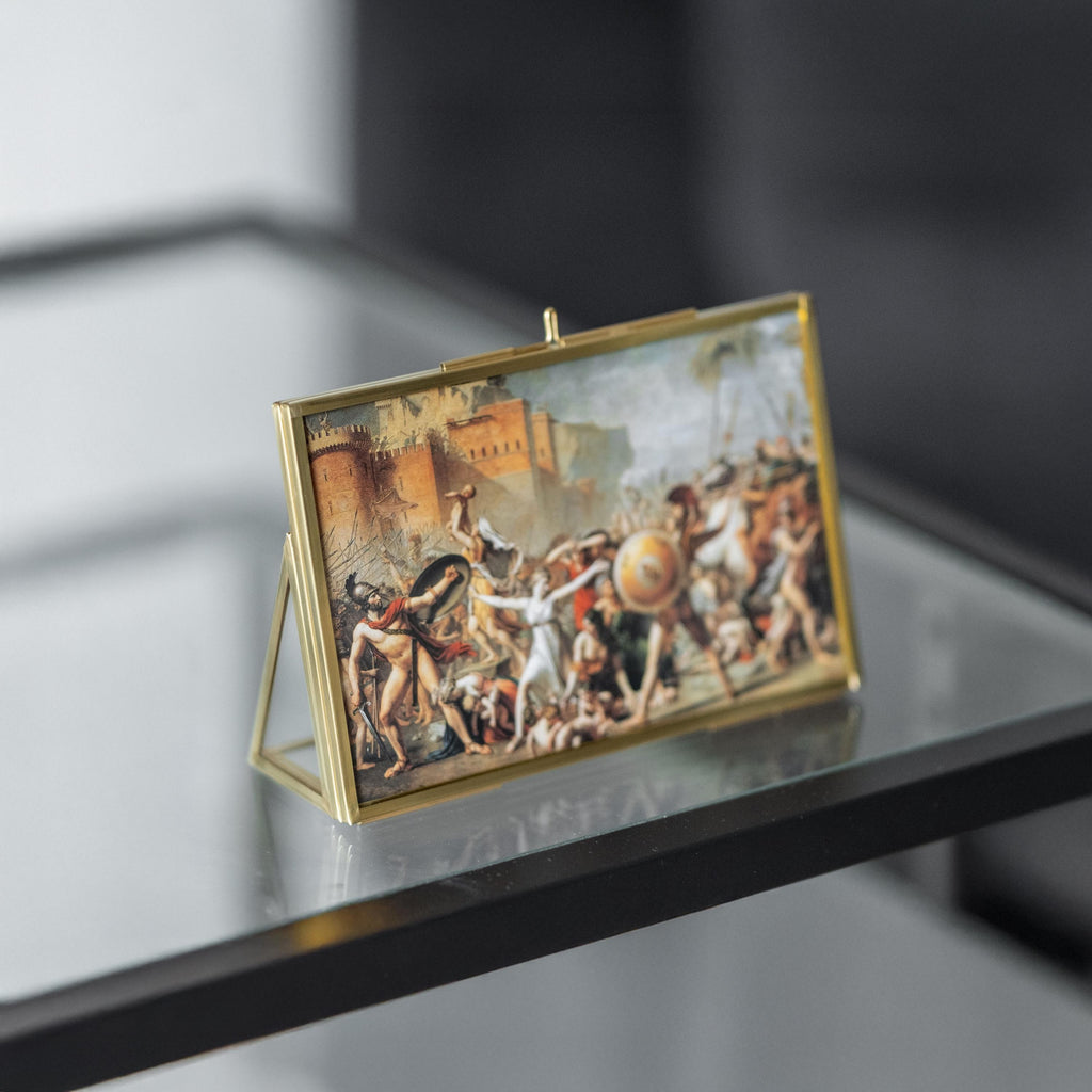 Picture Photo Desktop Tabletop Floating Frame | Desktop | Horizontal | Glass | 6x4 inch | Brass | Gold