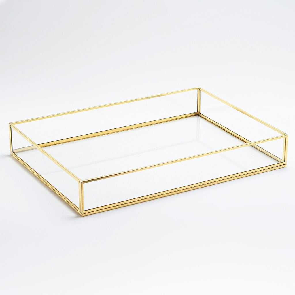 Jewelry Edc Serving Tray Glass Organizer Perfume Wedding Brass Gold Copper Silver Makeup Plateau Tablett Vassoio Bandeja Vanity Candle Gift