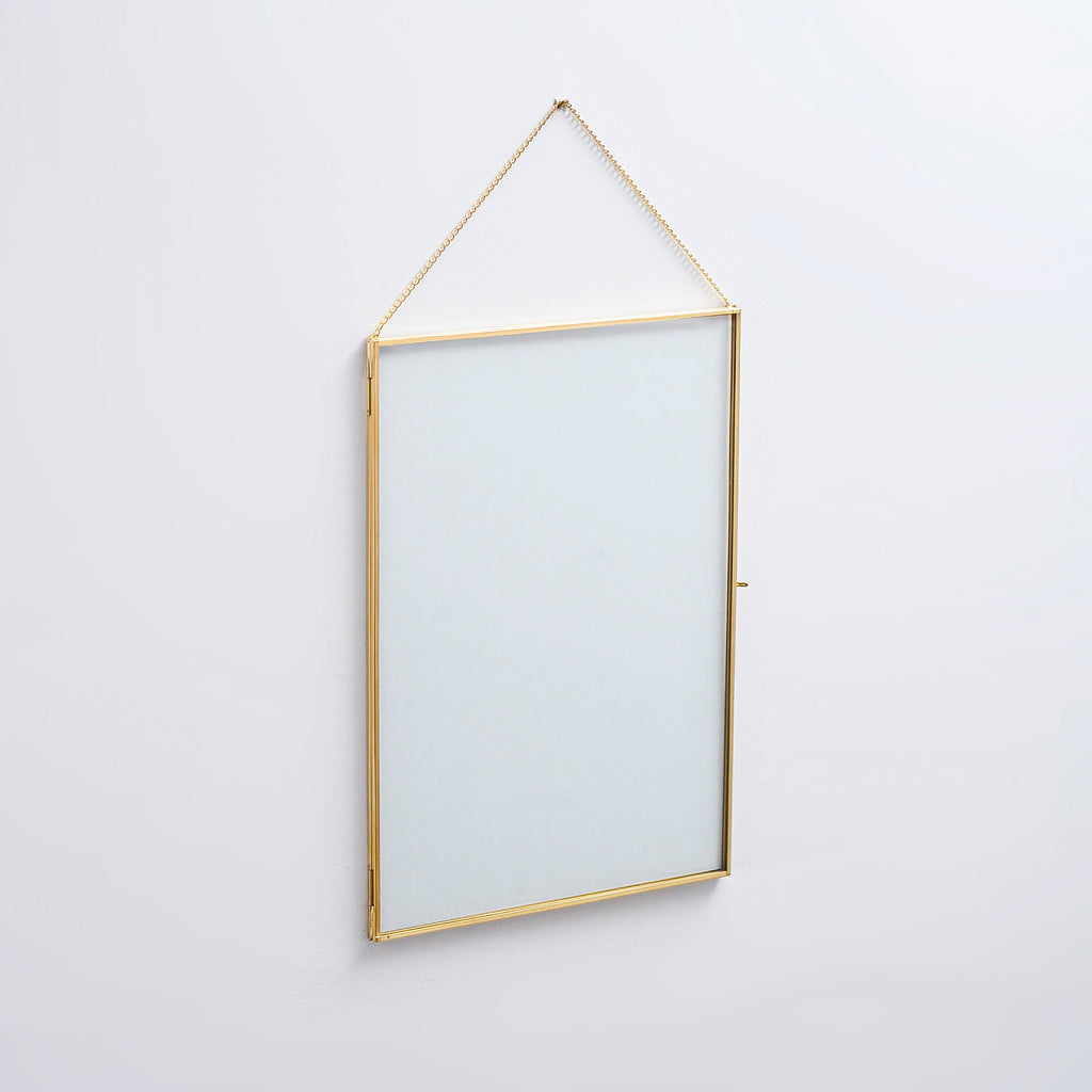 14x10" Floating Glass Frame Brass Gold Wall Hanging Photo Picture Double Bilderrahmen Vertical Pretty Perfect For Pressed Flower Arrangement