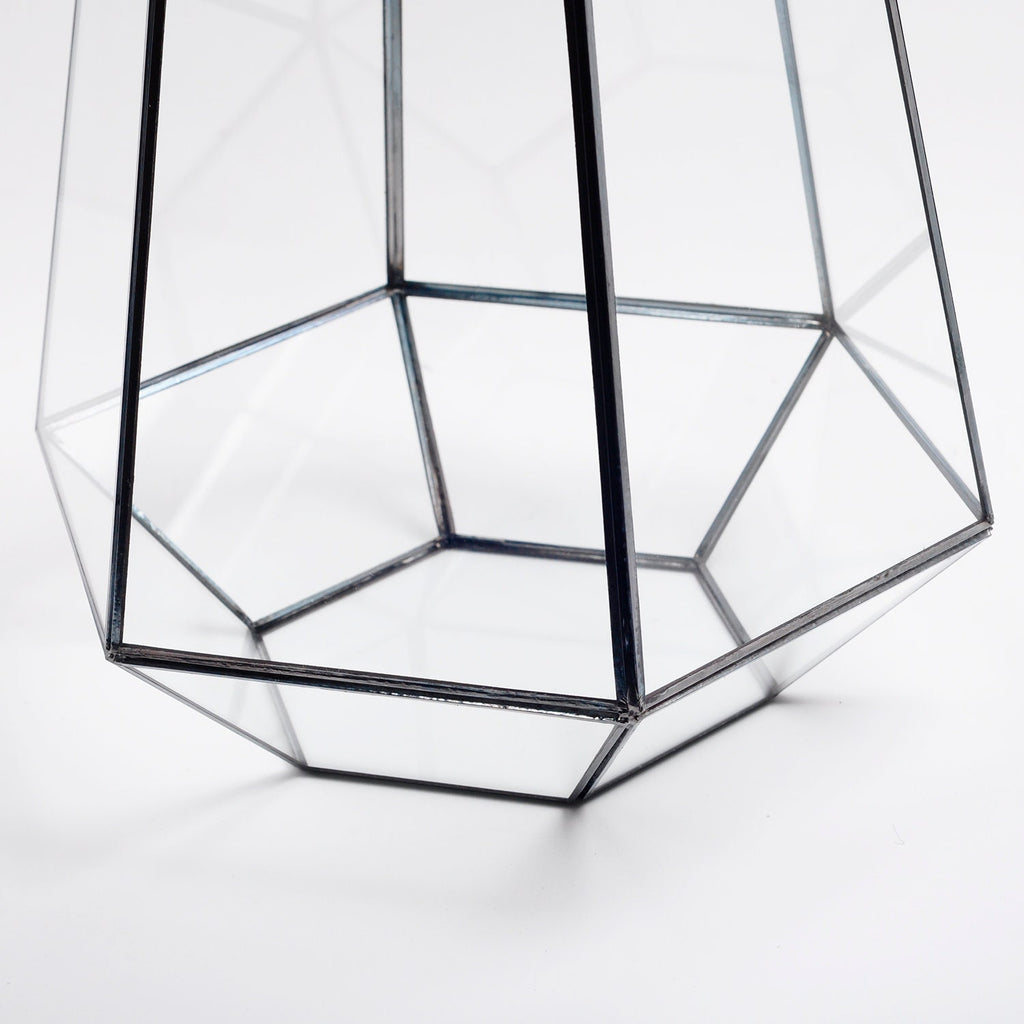 Vase Terrarium Geometric Wedding Containers Black Glass 13x10x10"