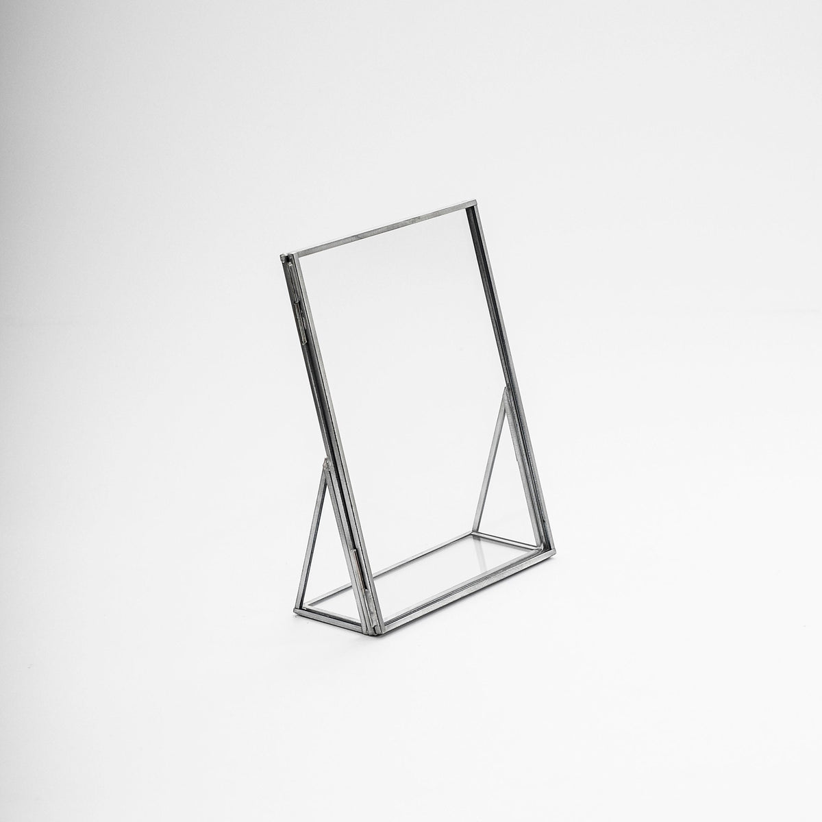 8x6" Floating Glass Frame Silver Desktop Photo Picture Double Tabletop Bilderrahmen Vertical Pretty Perfect For Pressed Flower Arrangement
