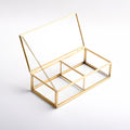 Ring Jewelry Accessories Box Glass Brass Gold 8x4x2" Christmas Gift