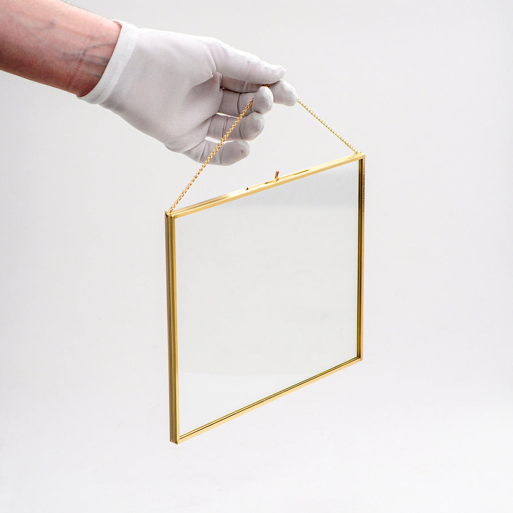 10x8" Floating Glass Frame Brass Gold Wall Hanging Photo Picture Double Bilderrahmen Horizontal Perfect For Pressed Flower Arrangement