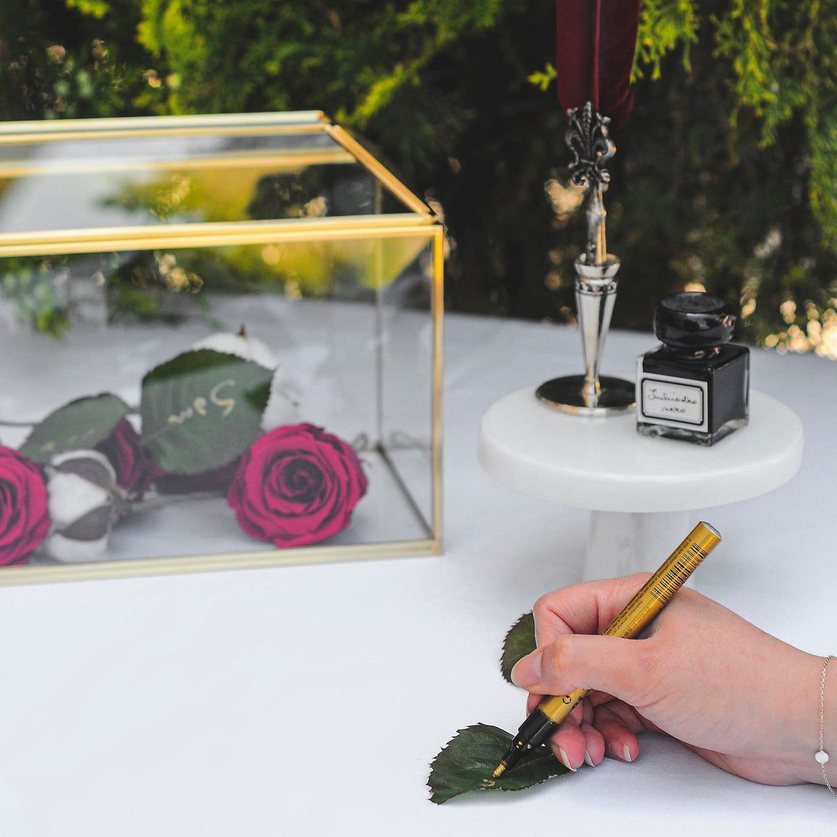10x8x6 inch | Card Box Wedding Geometric Brass Gold Glass Terrarium Reception Wish Well Keepsake Envelope Holder Display Gift