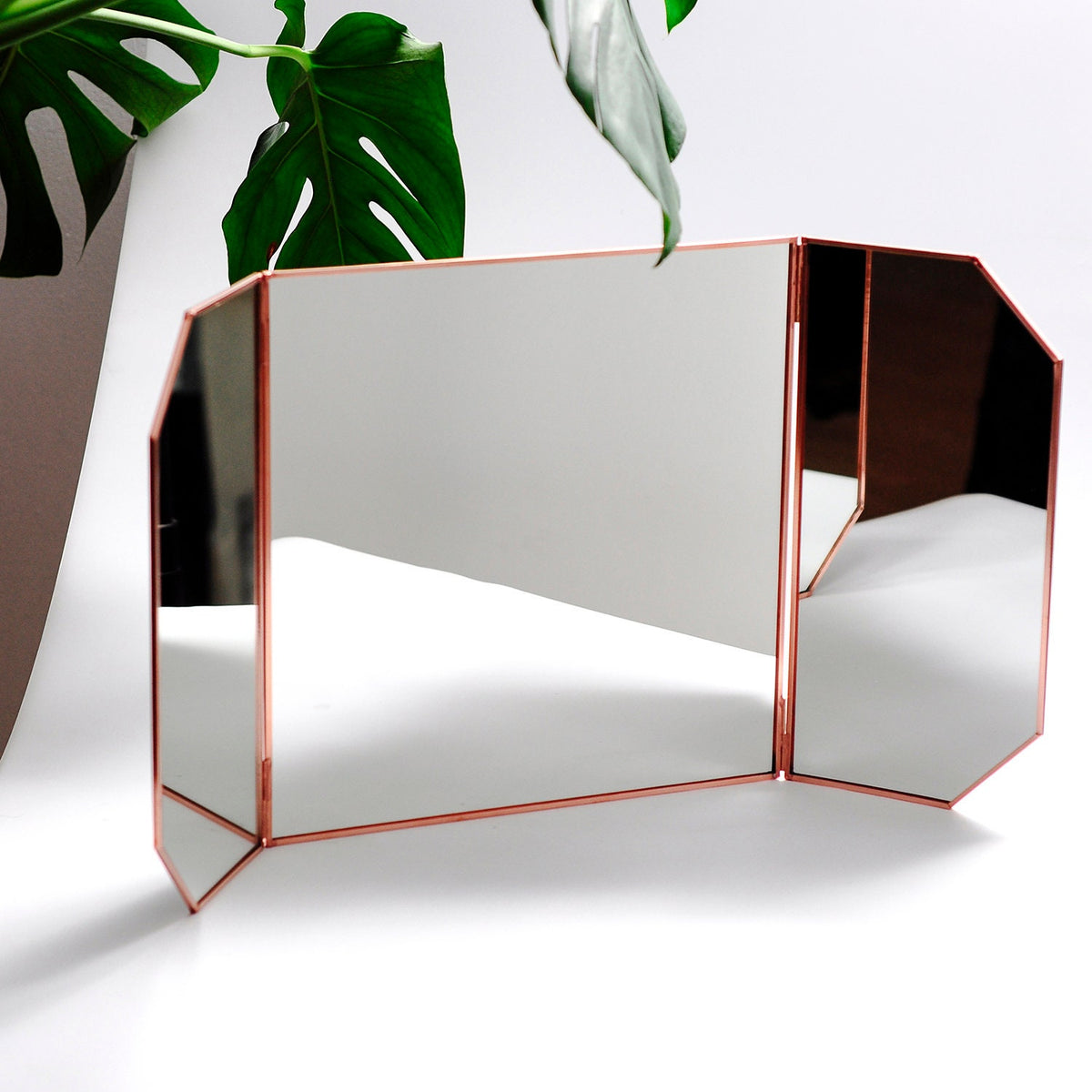 24x12" Vanity Makeup Mirror Copper Rose Gold Desktop Tabletop Decorative Scandinavian Portable Bedroom Bohemian Modern Decor Christmas Gift