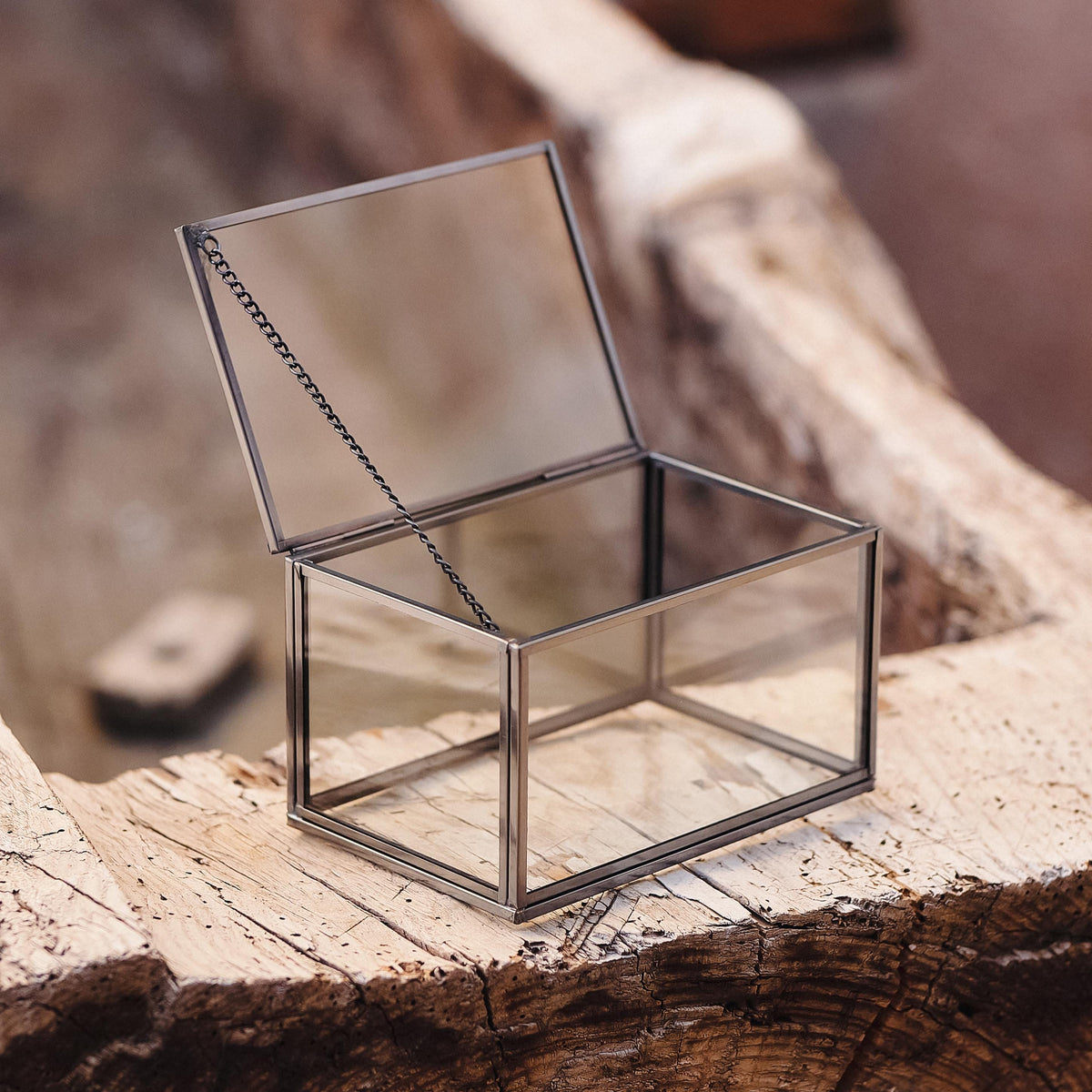 Ring Jewelry Accessories Box Glass Black 6x4x3" Christmas Gift