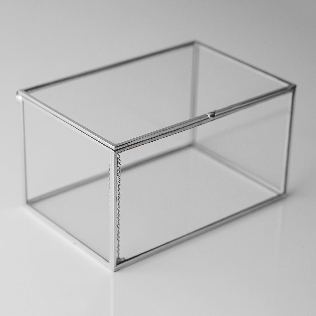 Ring Jewelry Accessories Box Glass Silver 6x4x3" Christmas Gift