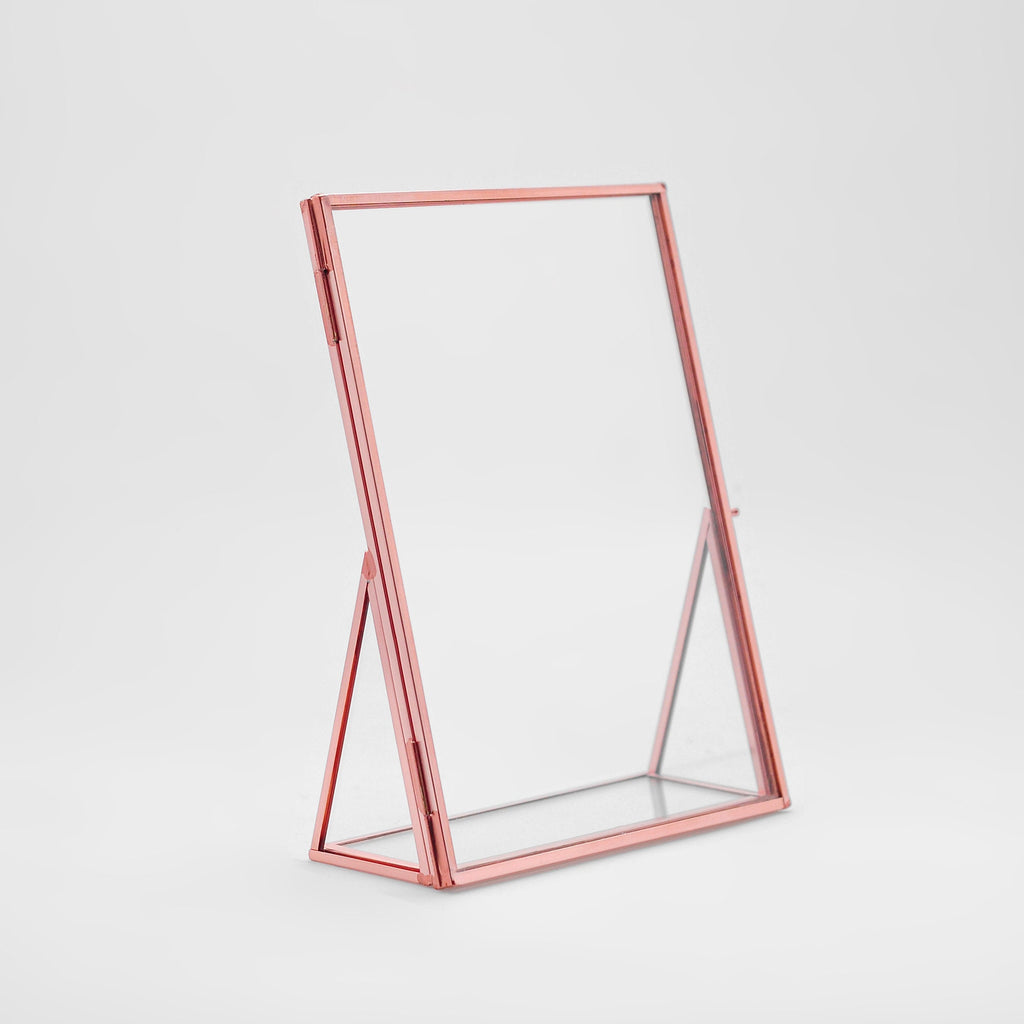 8x6" Floating Glass Frame Copper Desktop Photo Picture Double Tabletop Bilderrahmen Vertical Pretty Perfect For Pressed Flower Arrangement