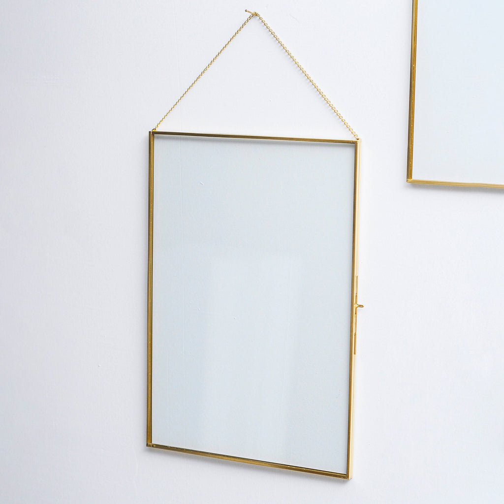 14x10" Floating Glass Frame Brass Gold Wall Hanging Photo Picture Double Bilderrahmen Vertical Pretty Perfect For Pressed Flower Arrangement