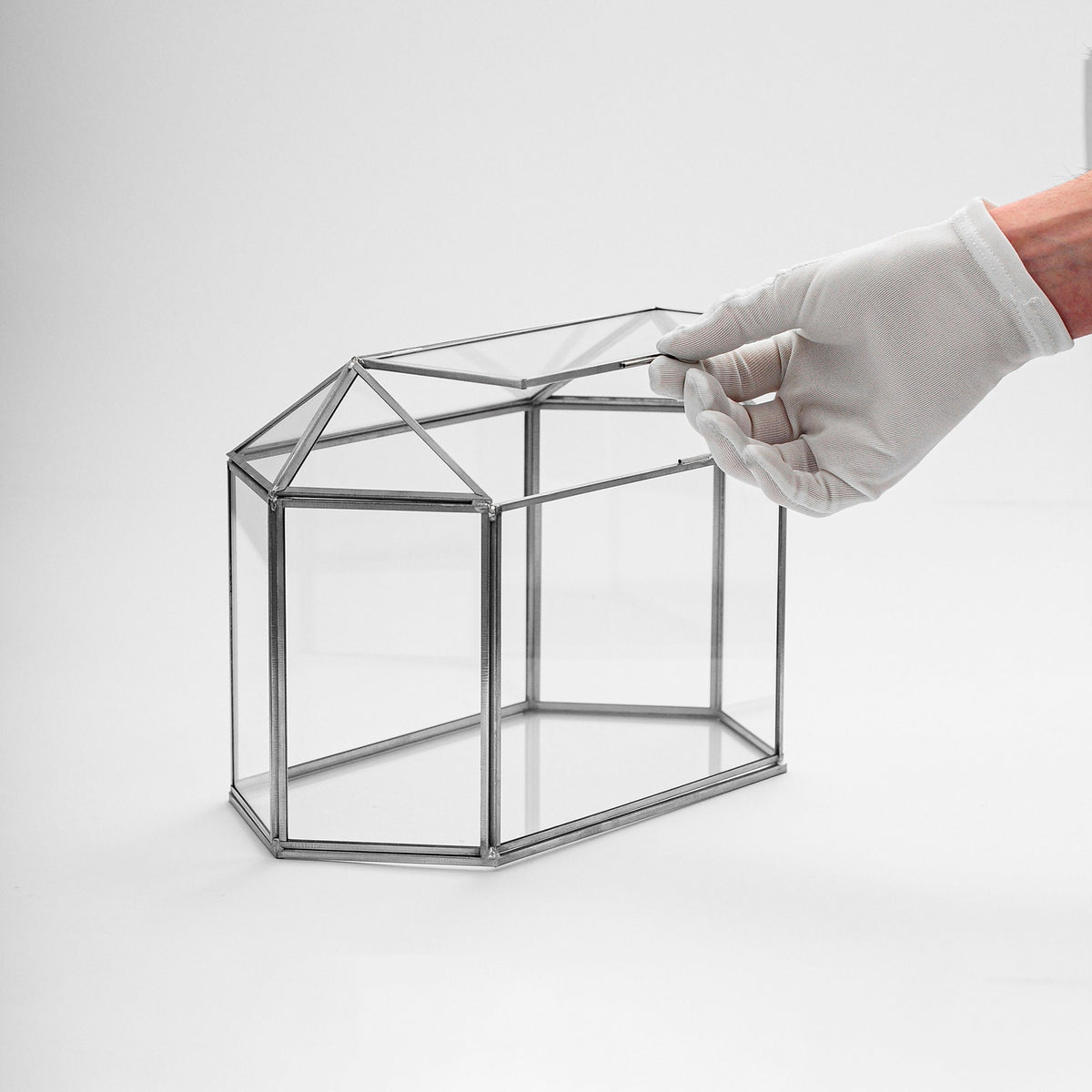 12x8x6 inch | Card Box Wedding Geometric Silver Glass Terrarium Reception Wish Well Keepsake Envelope Holder Display Gift