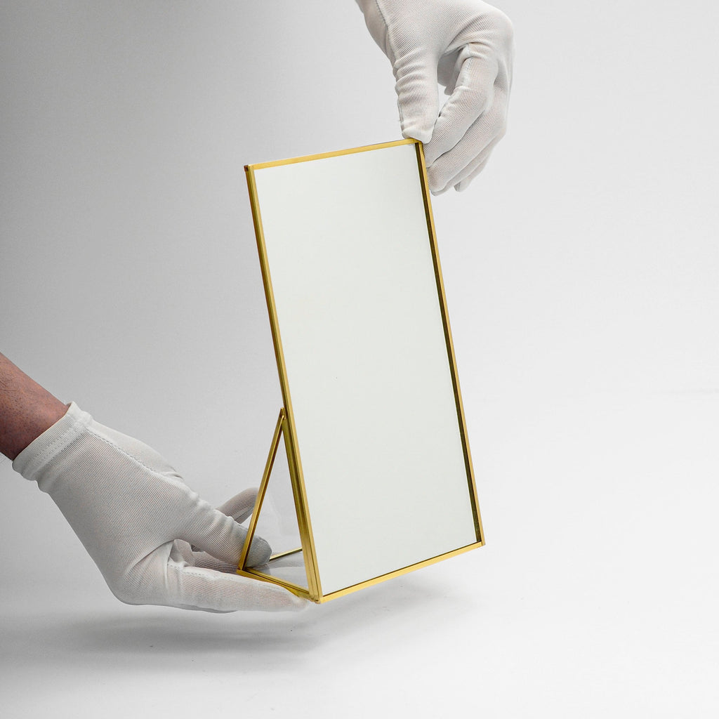 10x6" Makeup Mirror Desktop Brass Vanity Gold Tabletop