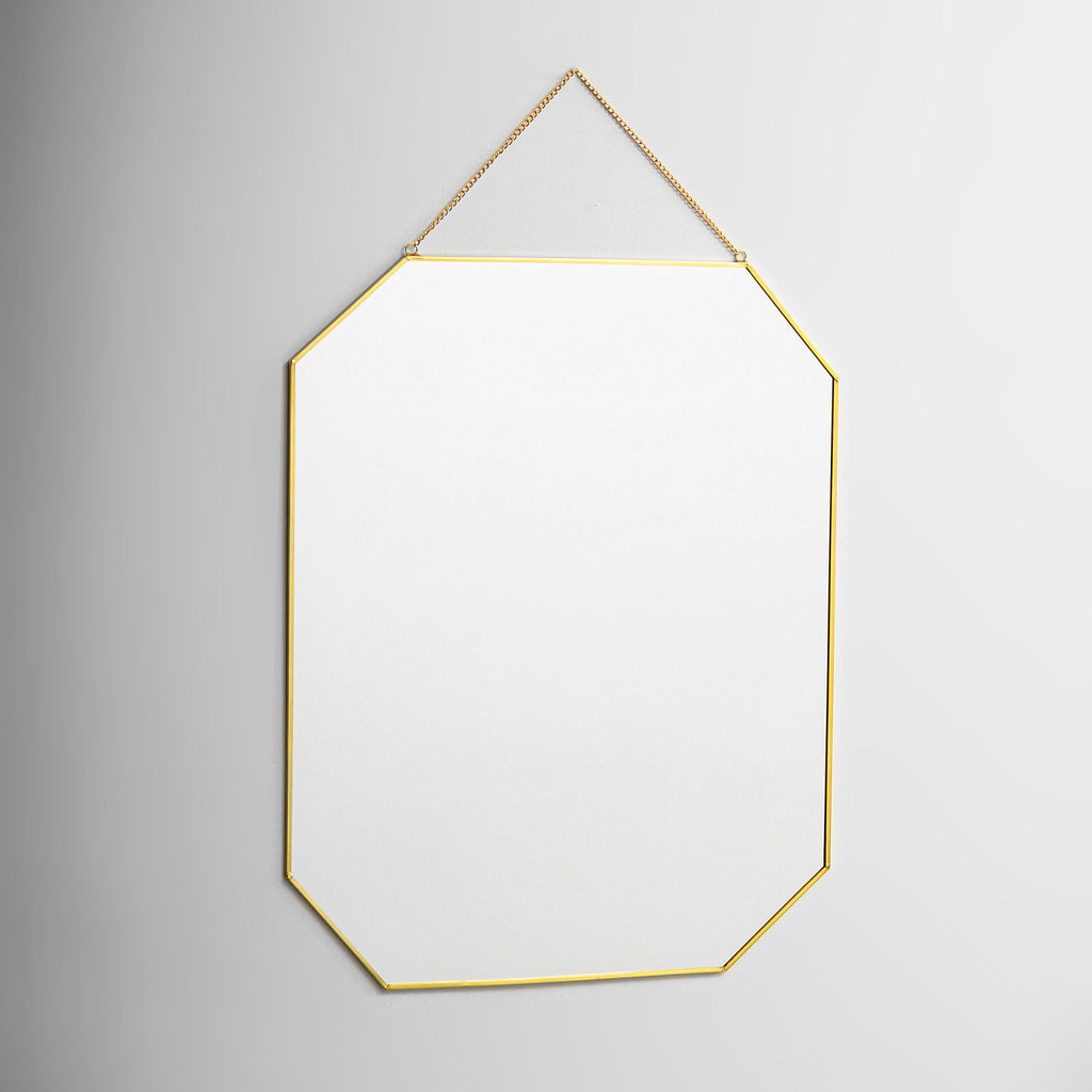 20x15" Brass Mirror Wall Hanging Bathroom Bohemian Decoration Nordic Style Makeup Gold With Decorative Wall Hanger
