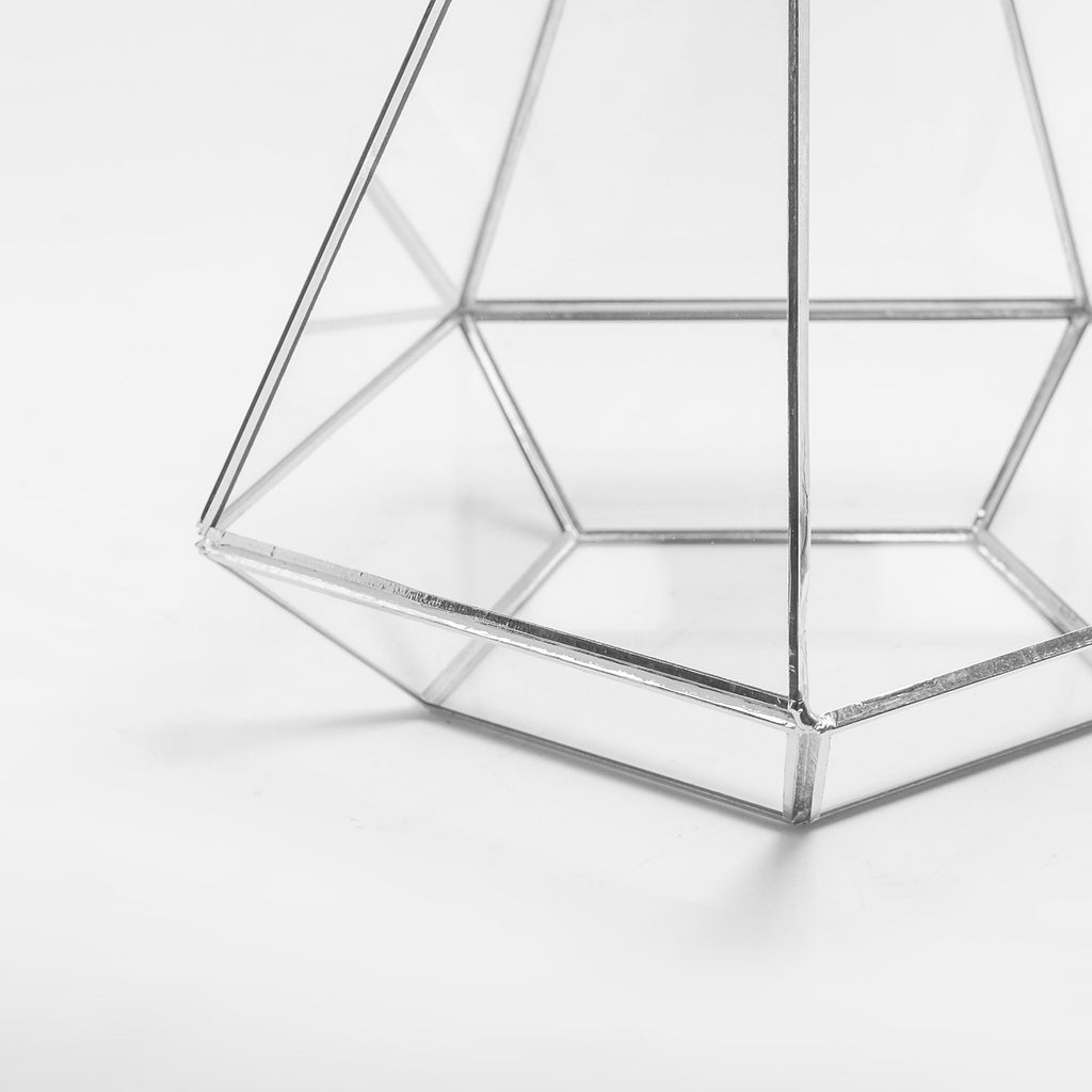 10x8x8" Silver Terrarium Containers Geometric Glass Large For Plants Door Garden Succulents Wedding Decor Christmas Gift