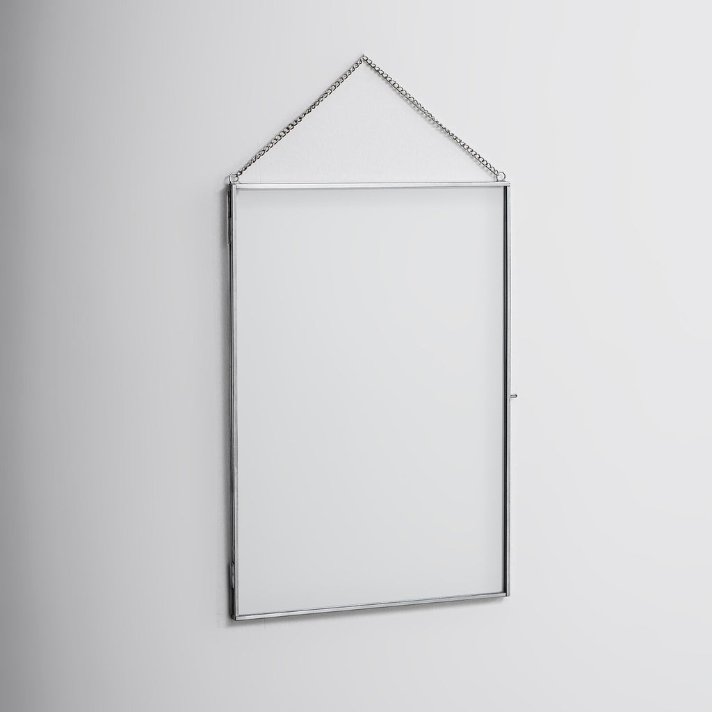 14x10" Floating Glass Frame Silver Wall Hanging Photo Picture Double Bilderrahmen Vertical Pretty Perfect For Pressed Flower Arrangement