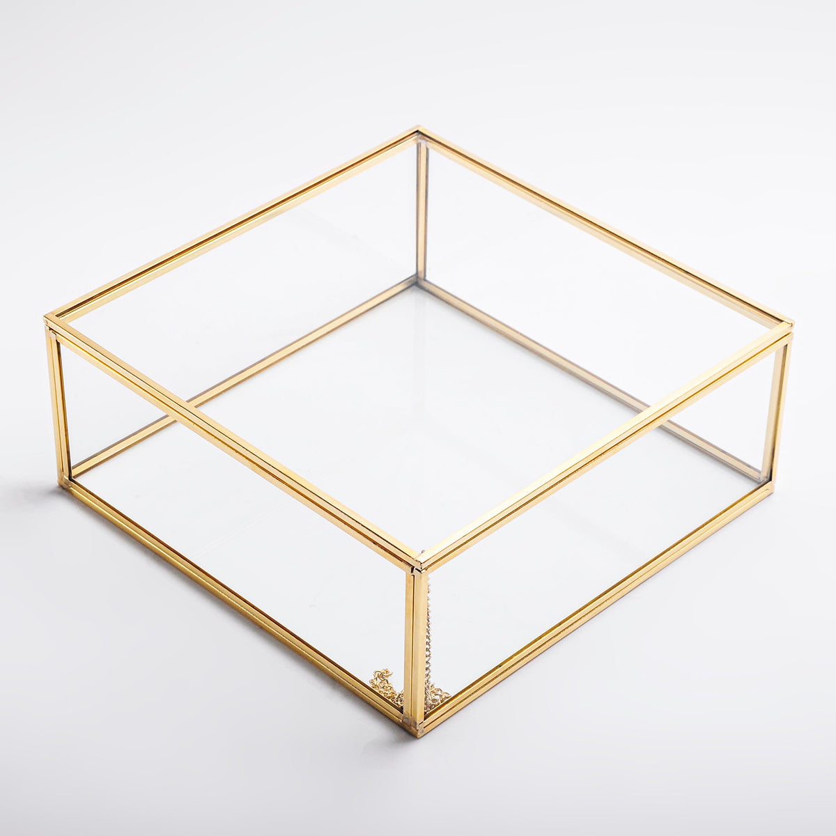 8x8x3" Display Case Glass Photo Box Brass Gold Card Customizable Personalizable Jewelry Wedding Bouquet Keepsake Organizer Christmas Gift