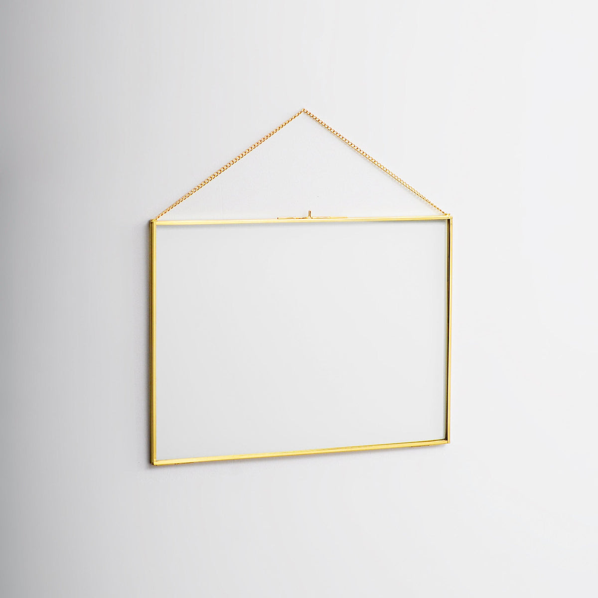 14x10” Floating Glass Frame Brass Gold Wall Hanging Photo Picture Double Bilderrahmen Horizontal Perfect For Pressed Flower Arrangement