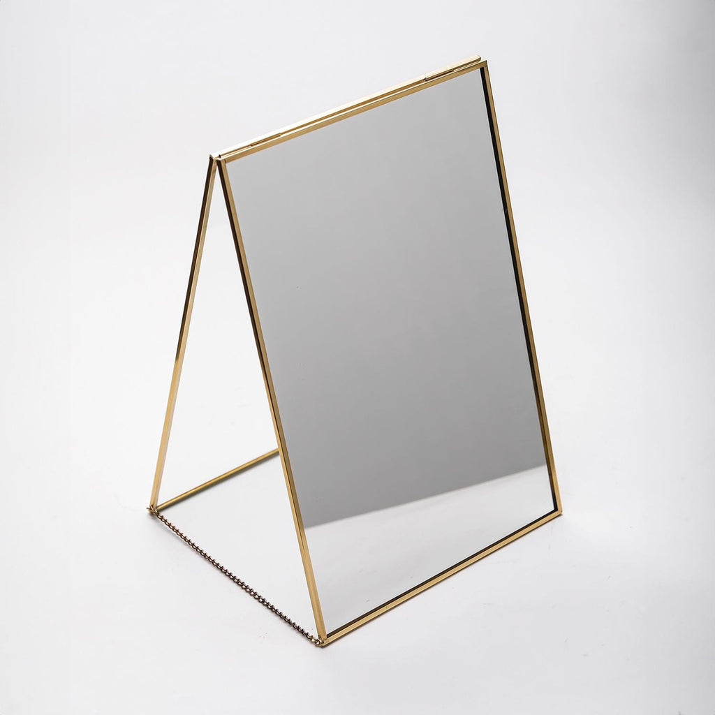 12x8" Makeup Mirror Brass Desktop Tabletop Organizer Portable