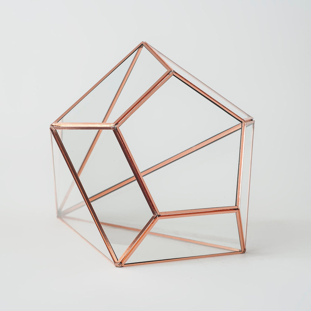 10x8x8" Copper Rose Terrarium Containers Geometric Glass Large Plants Door Garden Succulents Wedding Decor Christmas Gift El Crea Designs