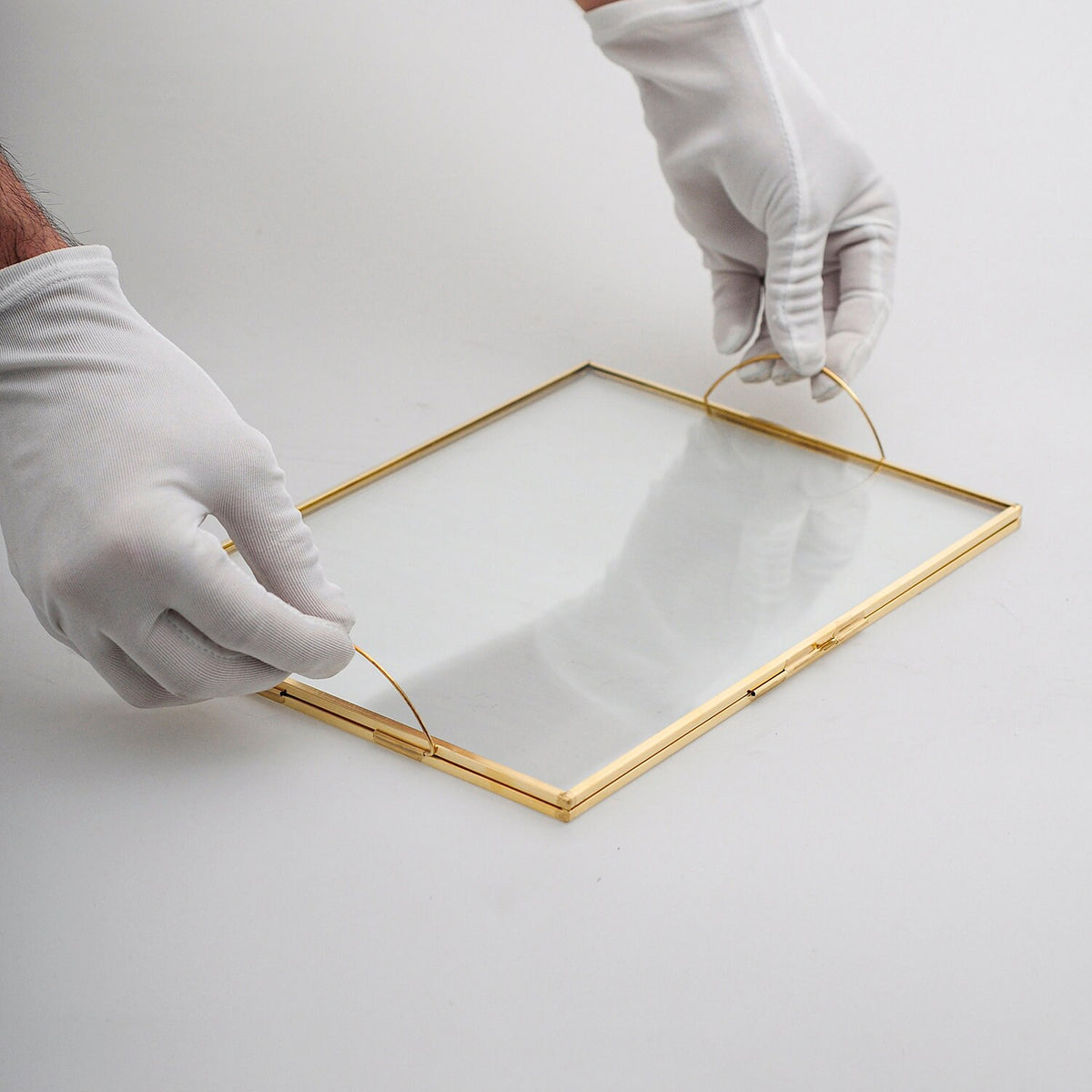12x8" Wedding Tray Makeup Organizer Glass Brass Gold