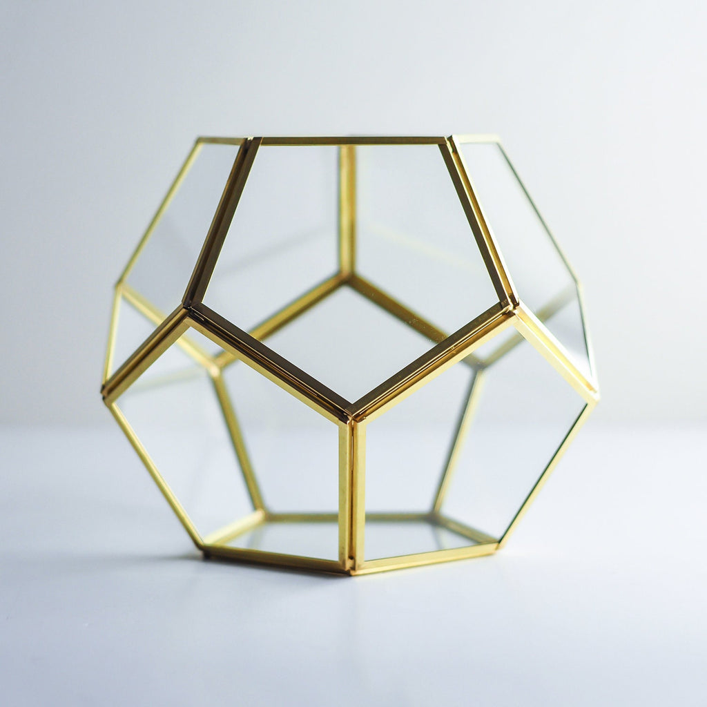8.5x8.5x7" Brass Gold Terrarium Containers Geometric Glass Large Plants Door Garden Succulents Wedding Decor Christmas Gift El Crea Designs