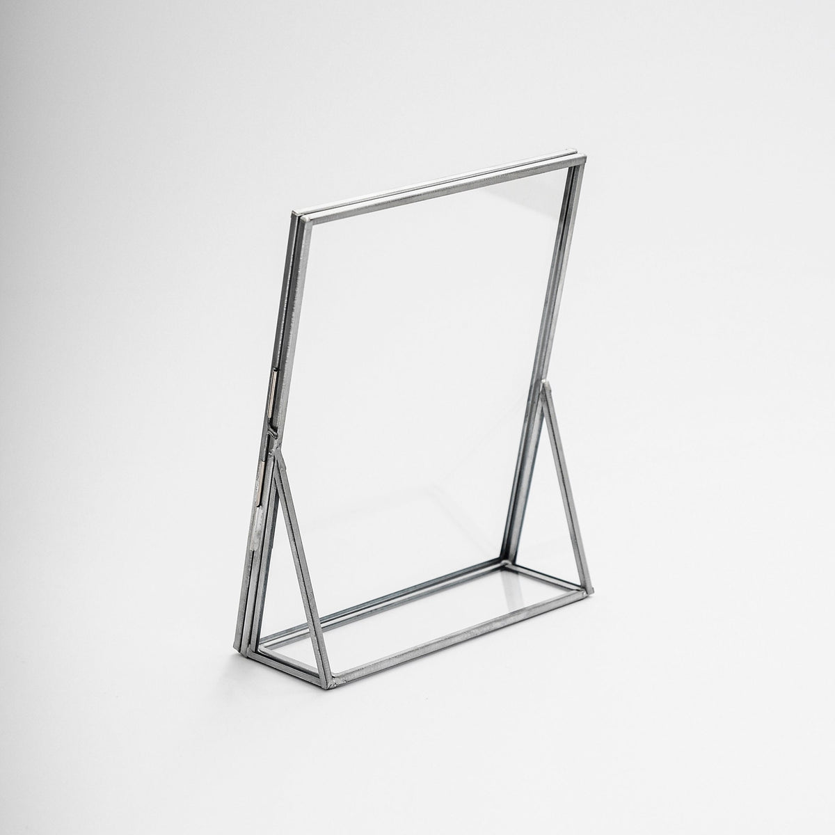 8x6" Floating Glass Frame Silver Desktop Photo Picture Double Tabletop Bilderrahmen Vertical Pretty Perfect For Pressed Flower Arrangement