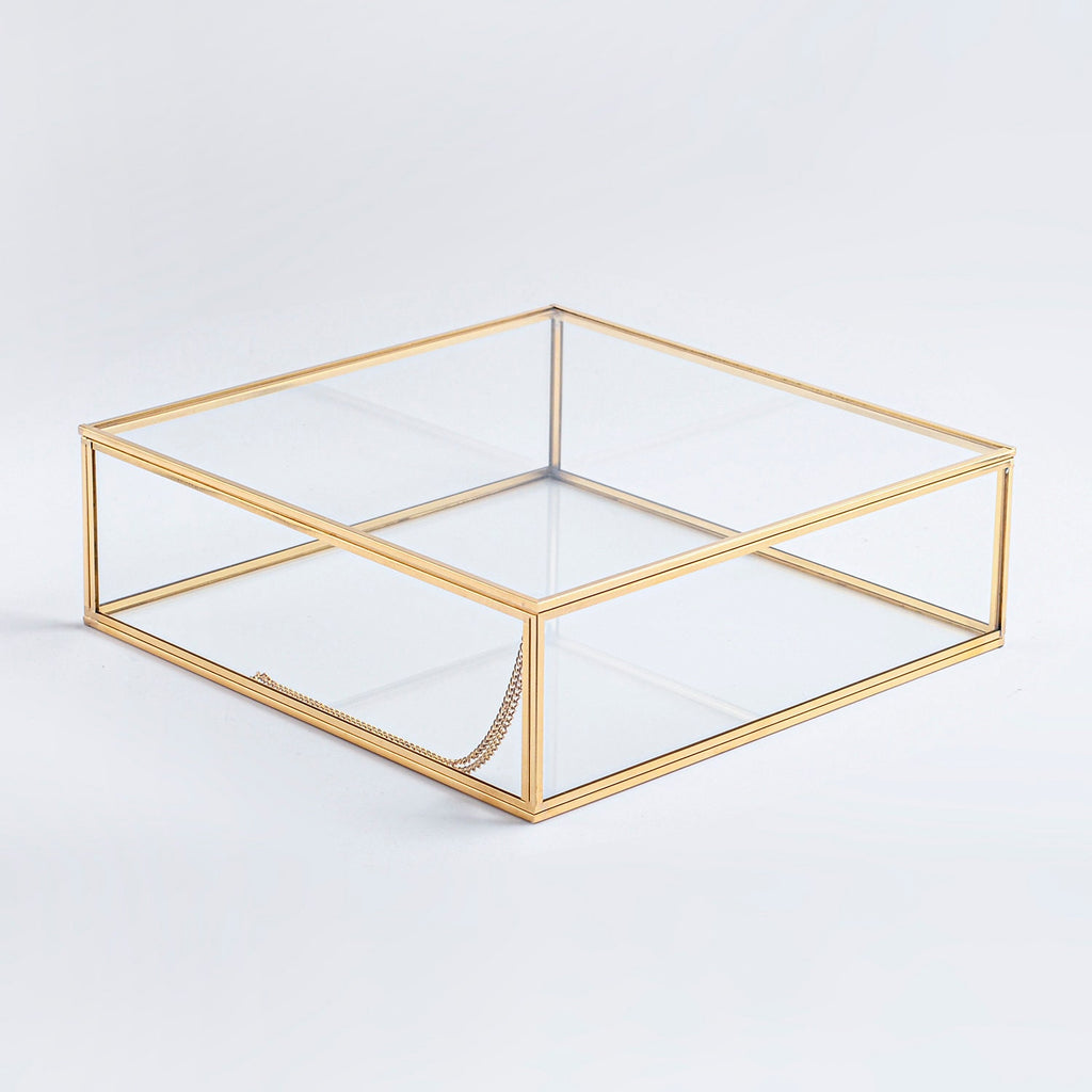 12x12x3" Display Case Glass Photo Box Brass Gold Card Customizable Personalizable Jewelry Wedding Bouquet Keepsake Organizer Christmas Gift