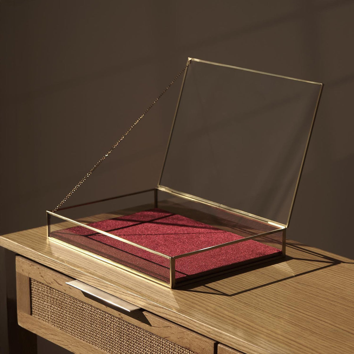 Jewelry Display Showcase | Glass Box | Brass & Gold