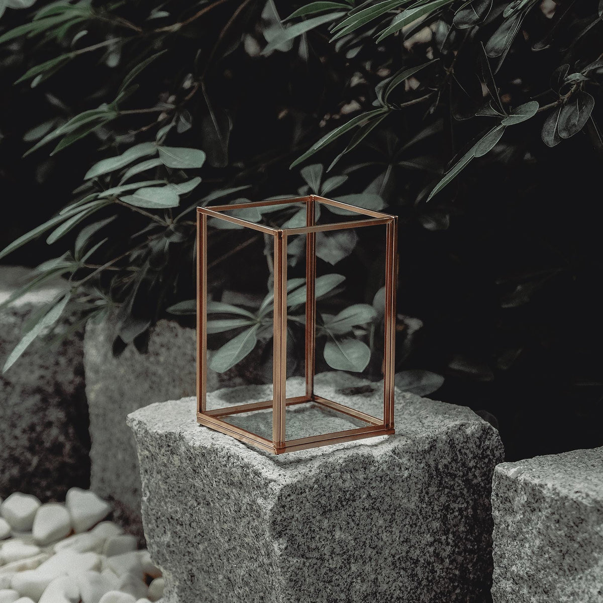 Candle Holder Glass Copper Rose Wedding Decor Home 4x4x6"