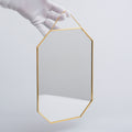12x8" Brass Mirror Wall Hanging Bathroom Bohemian Decoration Nordic Style Makeup Gold With Decorative Wall Hanger